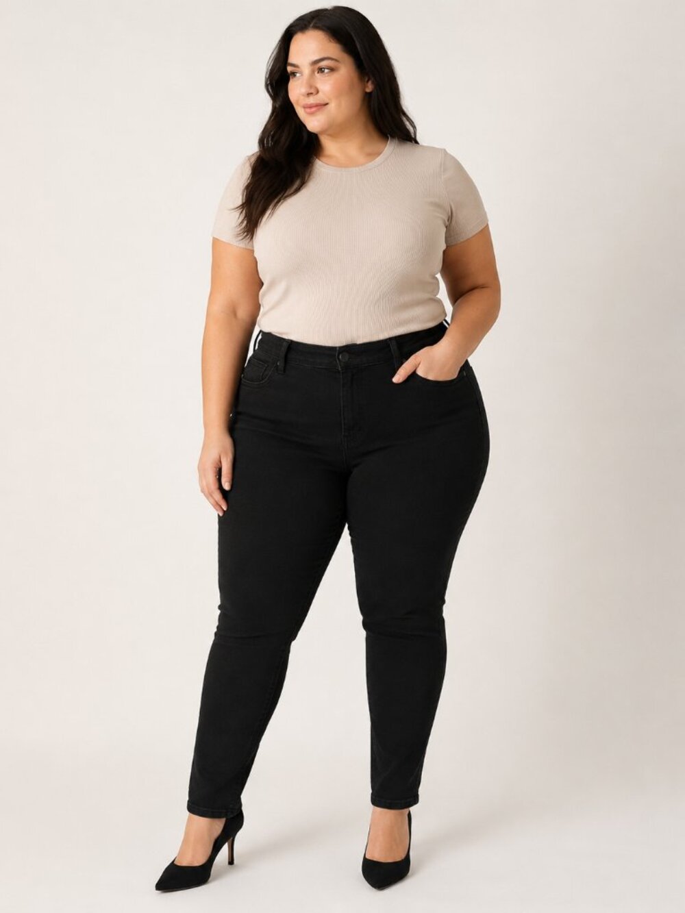 d.jeans Women’s Plus Size 22W Black Stretch Skinny Jeans | Butt Lift Slimming De